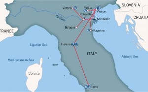 venice to rome map