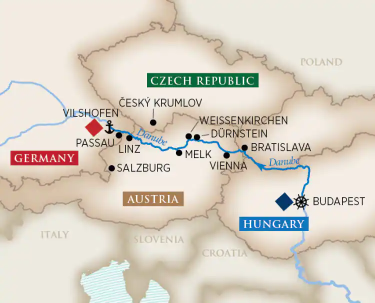 8 Day AmaWaterways River Cruise from Vilshofen to Budapest 2025 - 