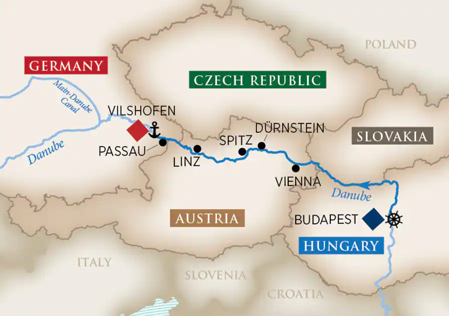 <span>8 Day AmaWaterways River Cruise from Vilshofen to Budapest 2025</span>