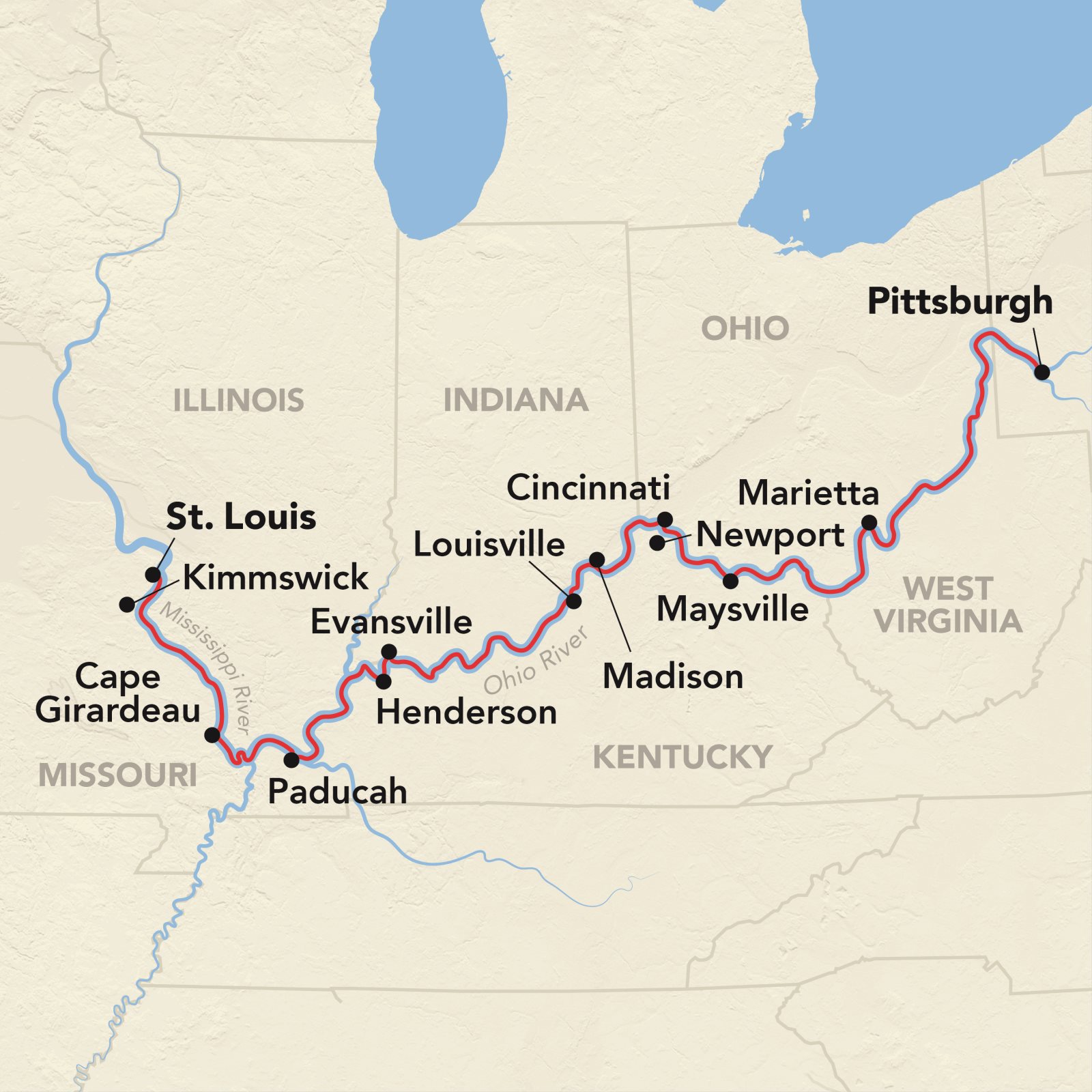 16 Day American Cruise Lines River Cruise from Pittsburgh to St. Louis 2028 - 