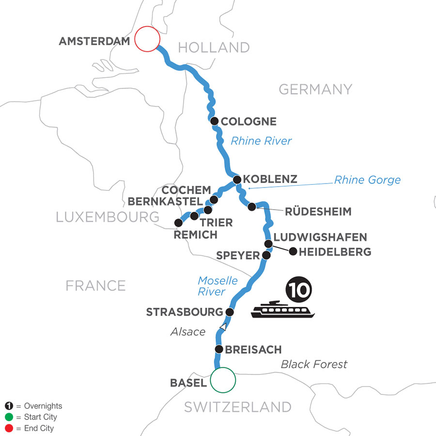 11 Day Avalon Waterways River Cruise from Basel to Amsterdam 2022