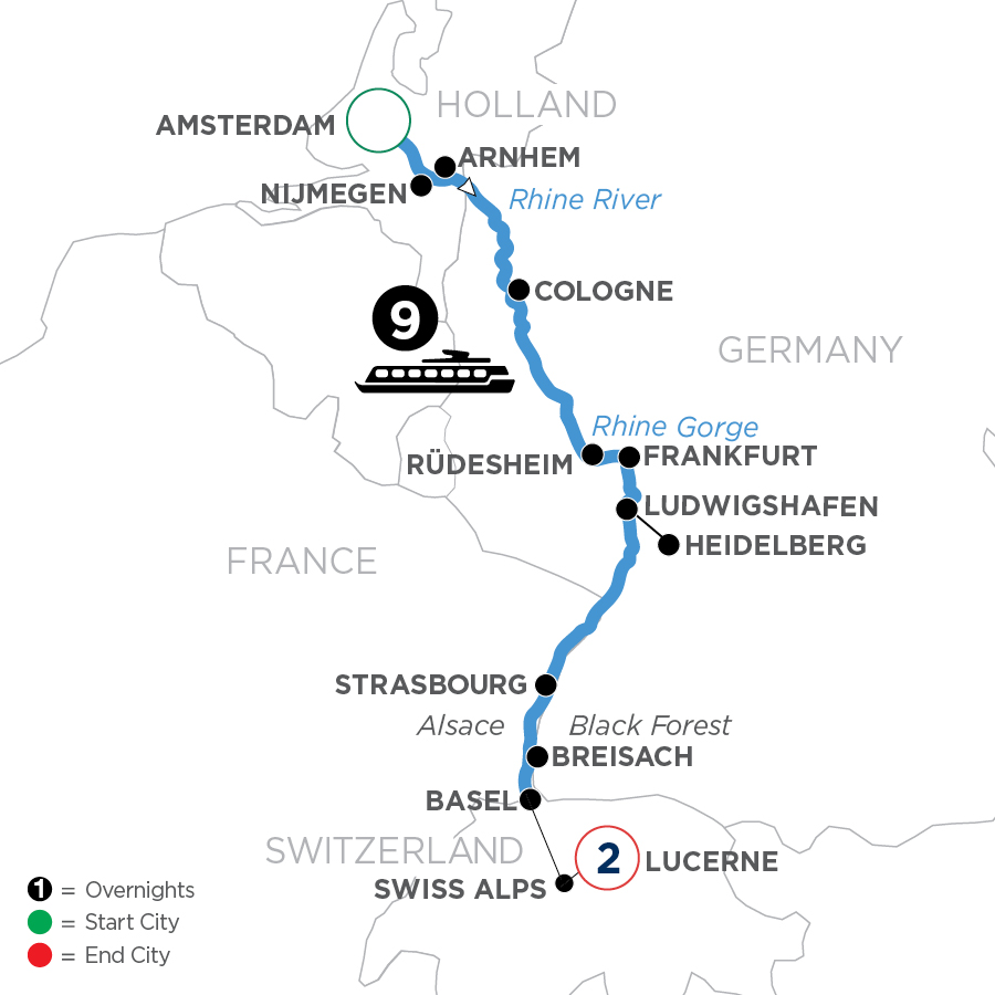 12 Day Avalon Waterways River Cruise from Amsterdam to Lucerne 2027 - WDZE