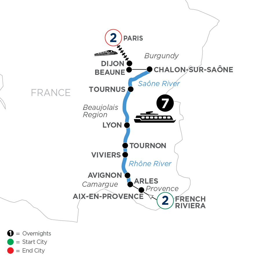 12 Day Avalon Waterways River Cruise from French Riviera to Paris 2027 - WLJY