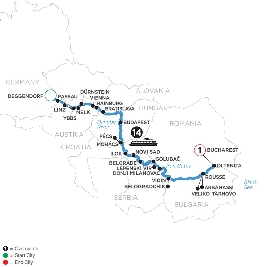 16 Day Avalon Waterways River Cruise from Deggendorf to Bucharest 2024