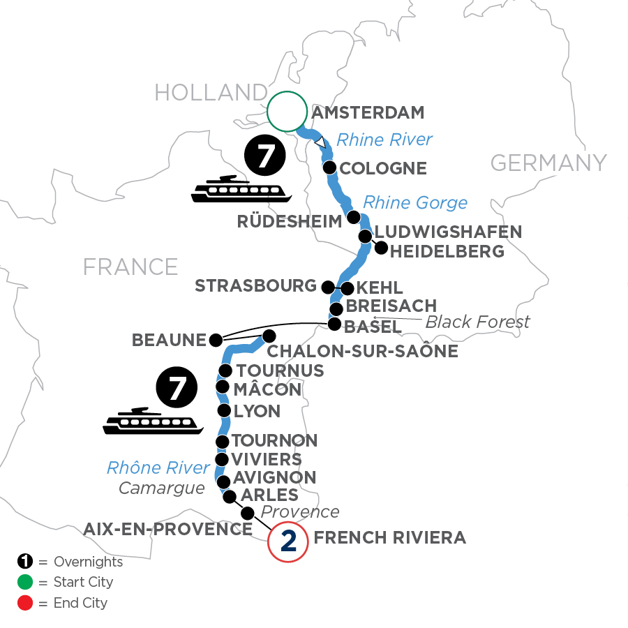 17 Day Avalon Waterways River Cruise from Amsterdam to French Riviera 2027 - WALE