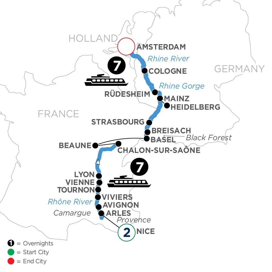 17 Day Avalon Waterways River Cruise from Nice to Amsterdam 2024
