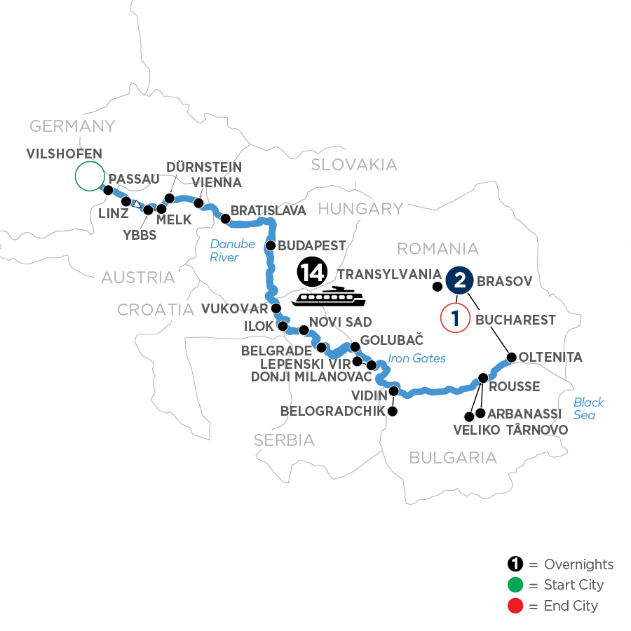 18 Day Avalon Waterways River Cruise from Vilshofen to Bucharest 2027 - WDOY