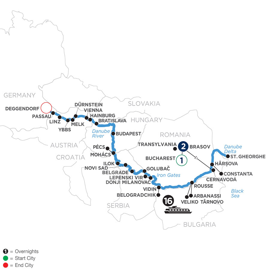 20 Day Avalon Waterways River Cruise from Bucharest to Deggendorf 2024