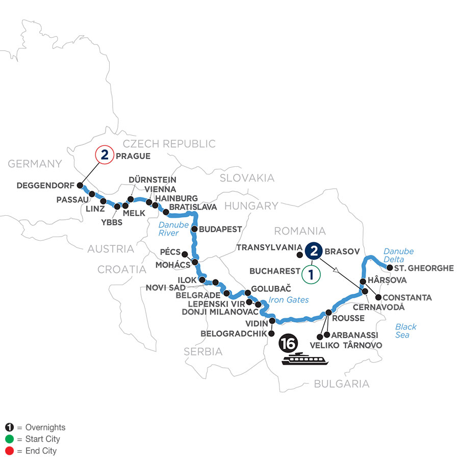 22 Day Avalon Waterways River Cruise from Bucharest to Prague 2024