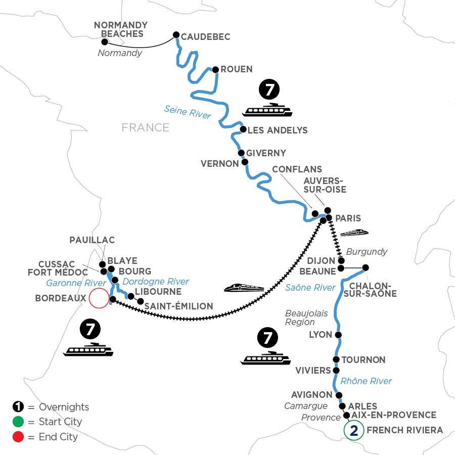 24 Day Avalon Waterways River Cruise from French Riviera to Bordeaux 2027 - WLXQ