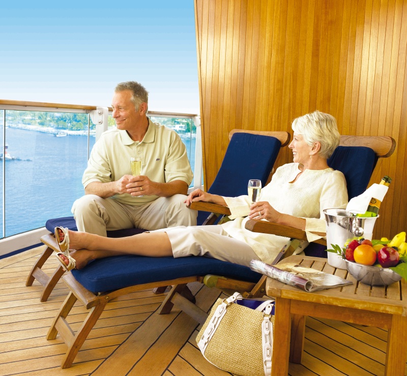 Couples who want great views of the ocean or port of call may want to consider booking a balcony or suite. Enjoy this balcony on the Princess Sapphire.